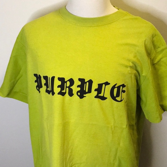 NWT PURPLE BRAND Graphic Logo T-Shirt in Bright Green Cotton (sz L) - Picture 2 of 7